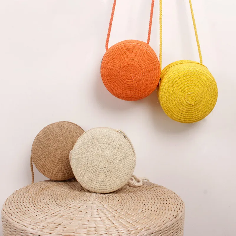 Sacs à bandoulière en paille tissée d'été pour femmes, sac à main rond en rotin fait à la main, petit sac de plage, de voyage, à bandoulière_voghion.com