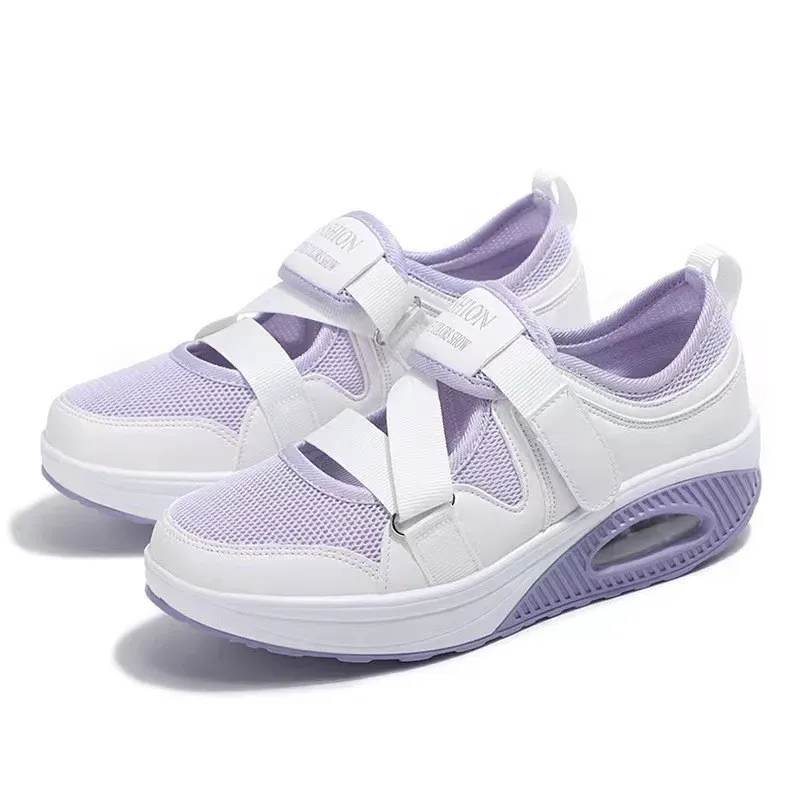 Mesh Sandalen Sommer Air Kissen Frauen Bequeme Damen Casual Plattform Turnschuhe Hohl Vulkanisierte Schuhe 2024_voghion.com