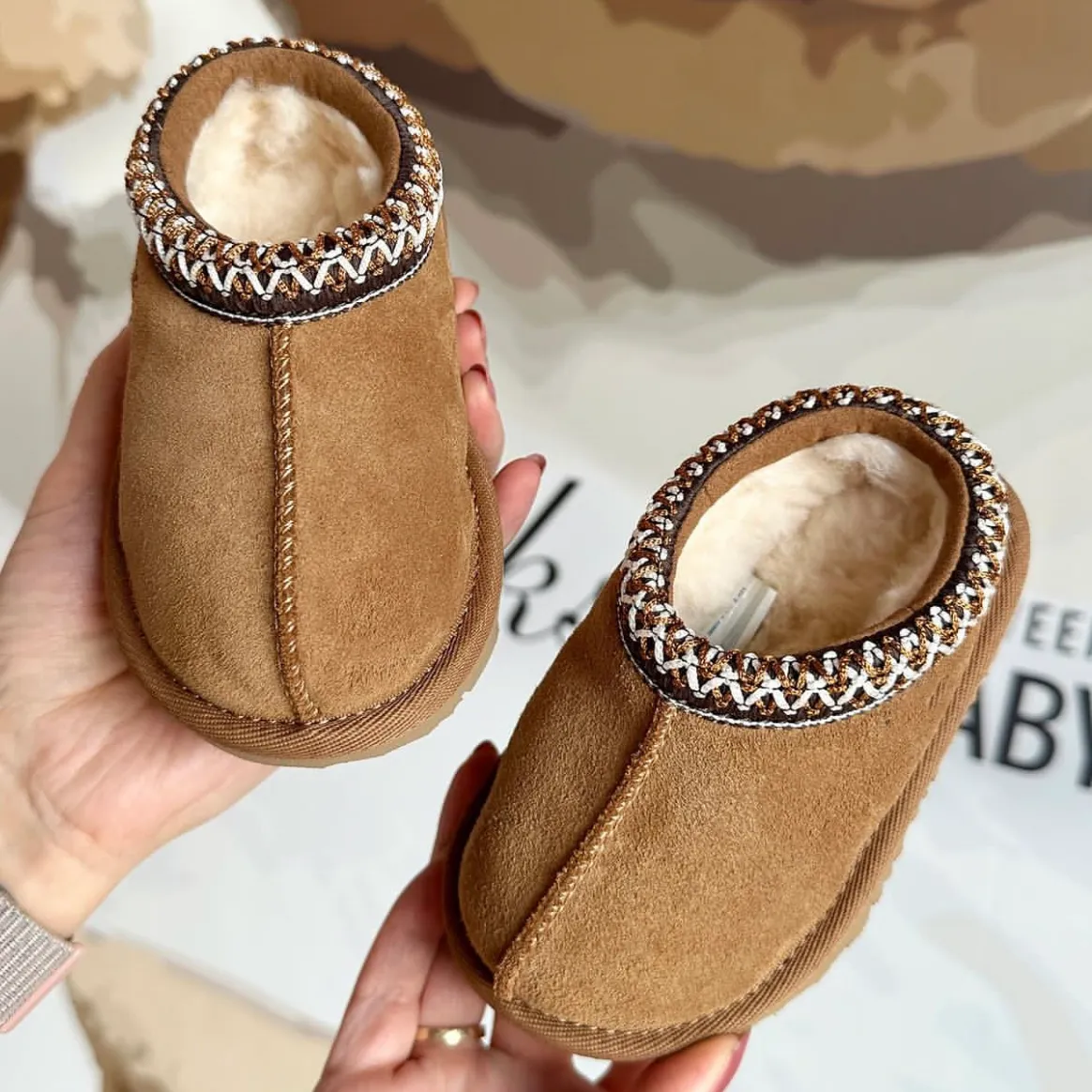Kids Toddler Tasman II Slippers Tazz Baby boots Chesut Fur Slides Sheepskin Shearg Classic Ultra Mini Boot Winter_voghion.com