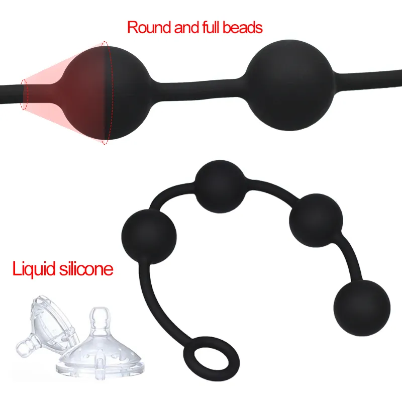 Juguetes anales de silicona con cuentas grandes, tapón sexual largo, anales, bolas, dilatador de ano, extensor, masajeador de próstata para Gay M_voghion.com