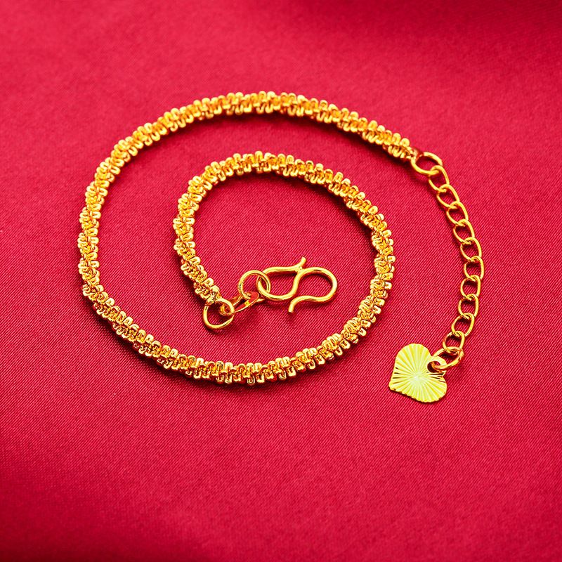 Neu Vergoldetes Messing Einfaches Blumentopf Raupe Feines Armband Sand Gold Schmuck_voghion.com