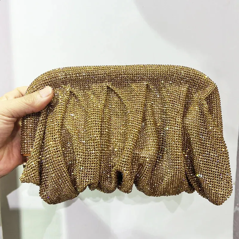 Shell Clip Rhies Handbag For Women Purse Shiny Handmade Dia Shoulder Crossbody Evening Bag 240902_voghion.com