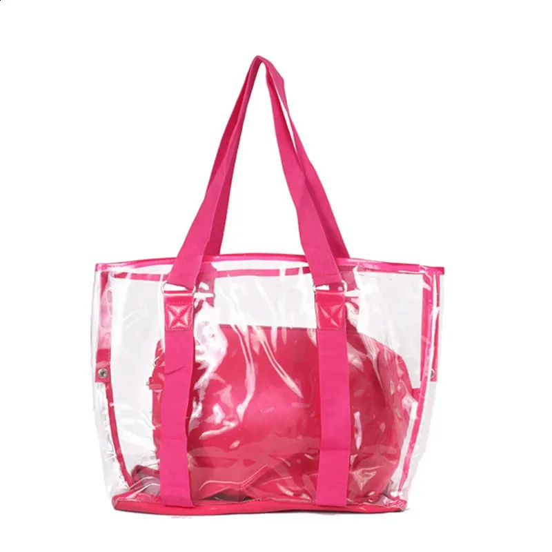 Candy color Transparent Bags Summer Package PVC clear Beach Jelly Crystal Shoulder Bag Women Handbag drop 240731_voghion.com