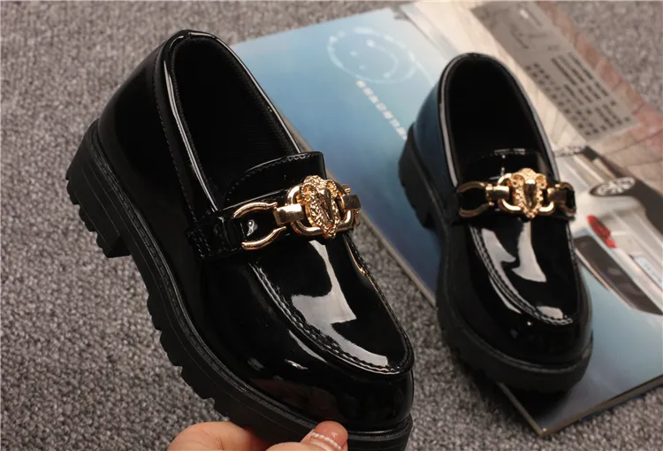 Mocassini da infilare in pelle verniciata per bambini, stile britannico, per bambine e ragazzi, taglie di scarpe da esibizione per studenti_voghion.com