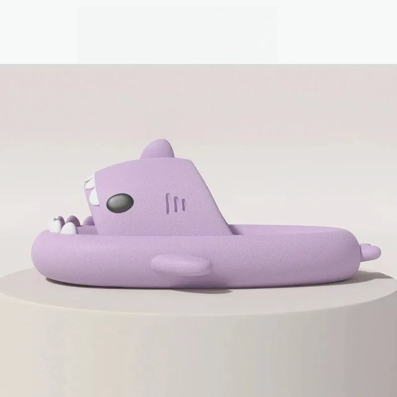 2024 Men Shark Slippers Boy Bathroom Non-Slip Flat Sandals Adults Outdoor Soft Thick Slides Kids Cute Solid Color EVA_voghion.com