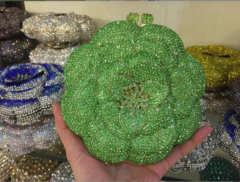 Multicolored Women Stones wer Clutch Purse Evening Bags Wedding Handbag Party Bridal Rhies Handbags Dia Minaudiere_voghion.com