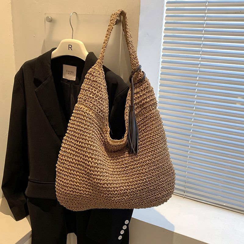 Neu Sommer Frauen Reise Stroh Taschen Rattan Schulter Crossbdoy Handarbeit Gewebt Strand Tasche Weiblichen Große_voghion.com