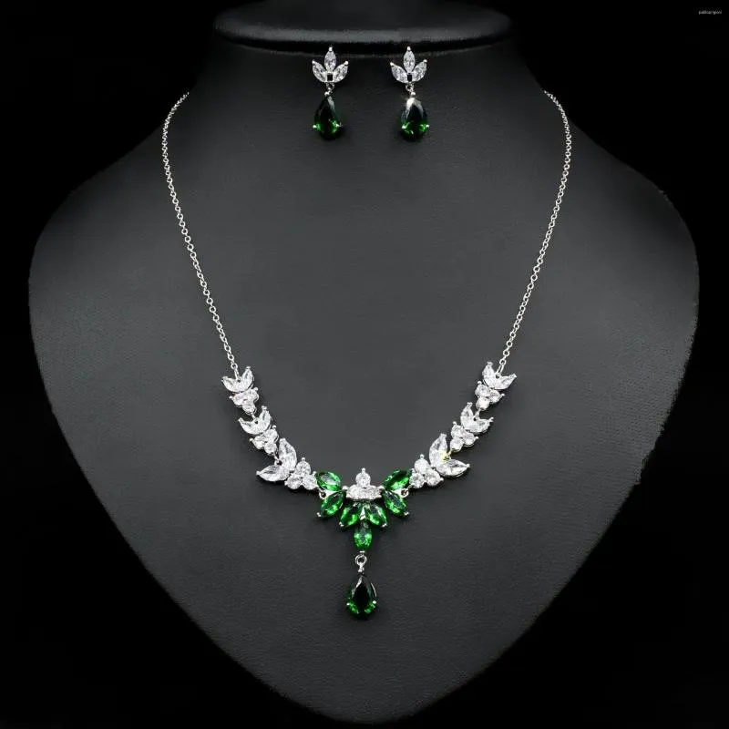 Necklace Earrings Set Zirconia Jewelry High Quality Crystal Pendant Earring For Bridal Dress Accessories Party Dress-up_voghion.com