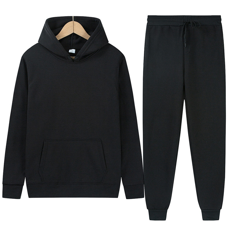 Sports Clothing Men's And Women's Sports Sweatshirt Set Solid Color Light Plate Fleece Hoodie + Trousers_voghion.com