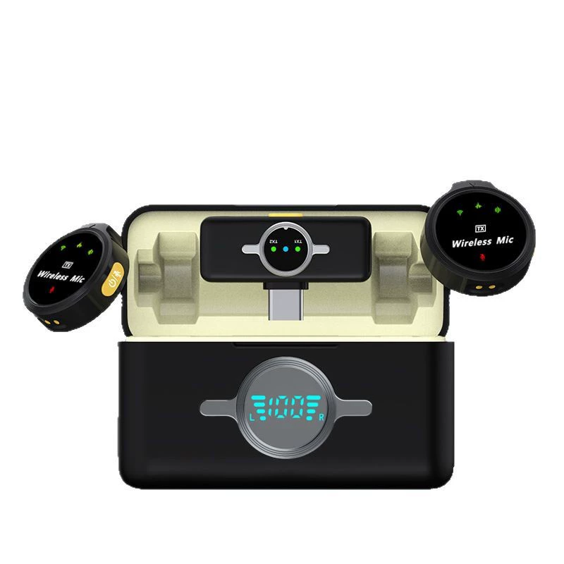 Button Magnetic Wireless Microphone For Live Vlog Recording, Video Shooting, Noise Reduction, Lavalier Receiver_voghion.com