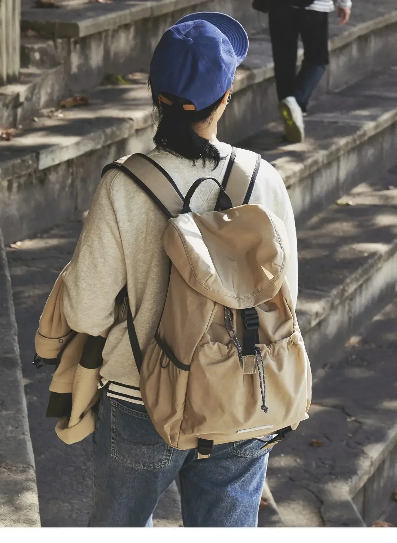 Causal Flap Drawstring Korean Unisex Nylon Fashion Outdoor Sport Travel Backpacks for Teens School Men Backpack 240822_voghion.com