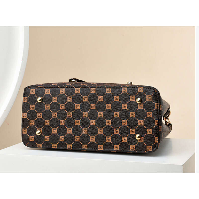 Bolso de gran capacidad con estampado de cuadros, estilo occidental, moderno y versátil._voghion.com
