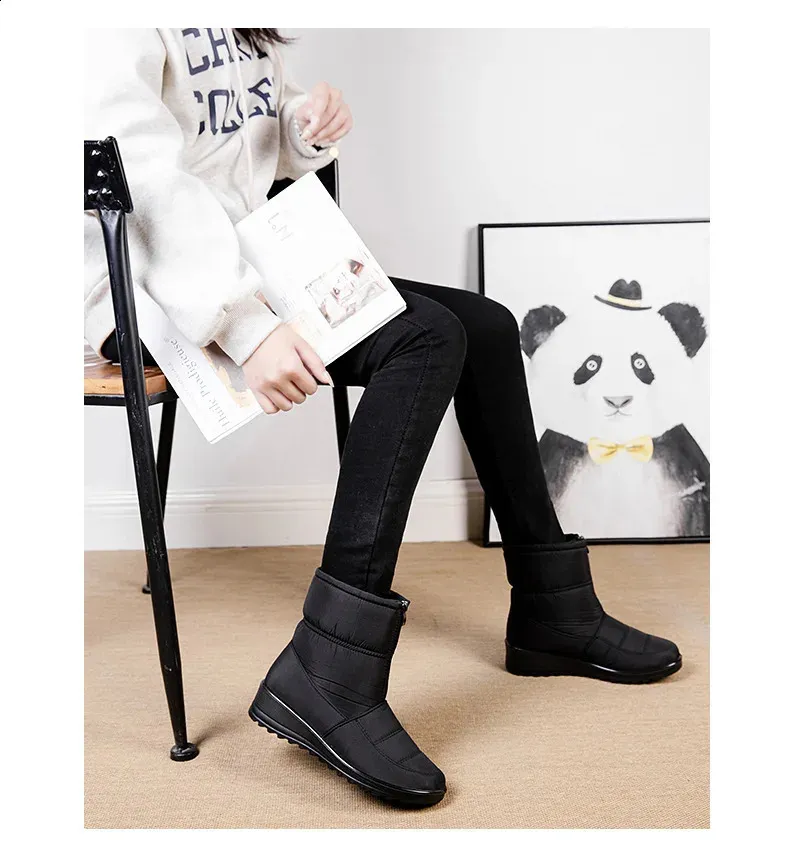 Platform Waterproof Snow Women Winter Thick Plush Ankle Boots Woman Non Slip Warm Cotton Padded Shoes Ladies 240820_voghion.com