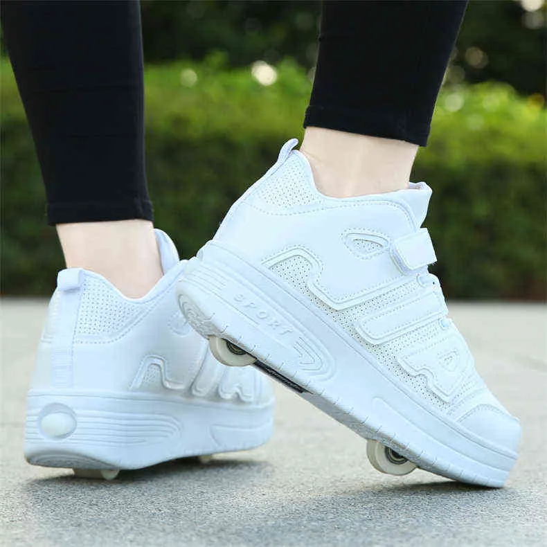 Chaussures de sport à roulettes avec deux roues pour enfants garçons filles mode tennis enfants garçon fille patinage roue sneaker_voghion.com