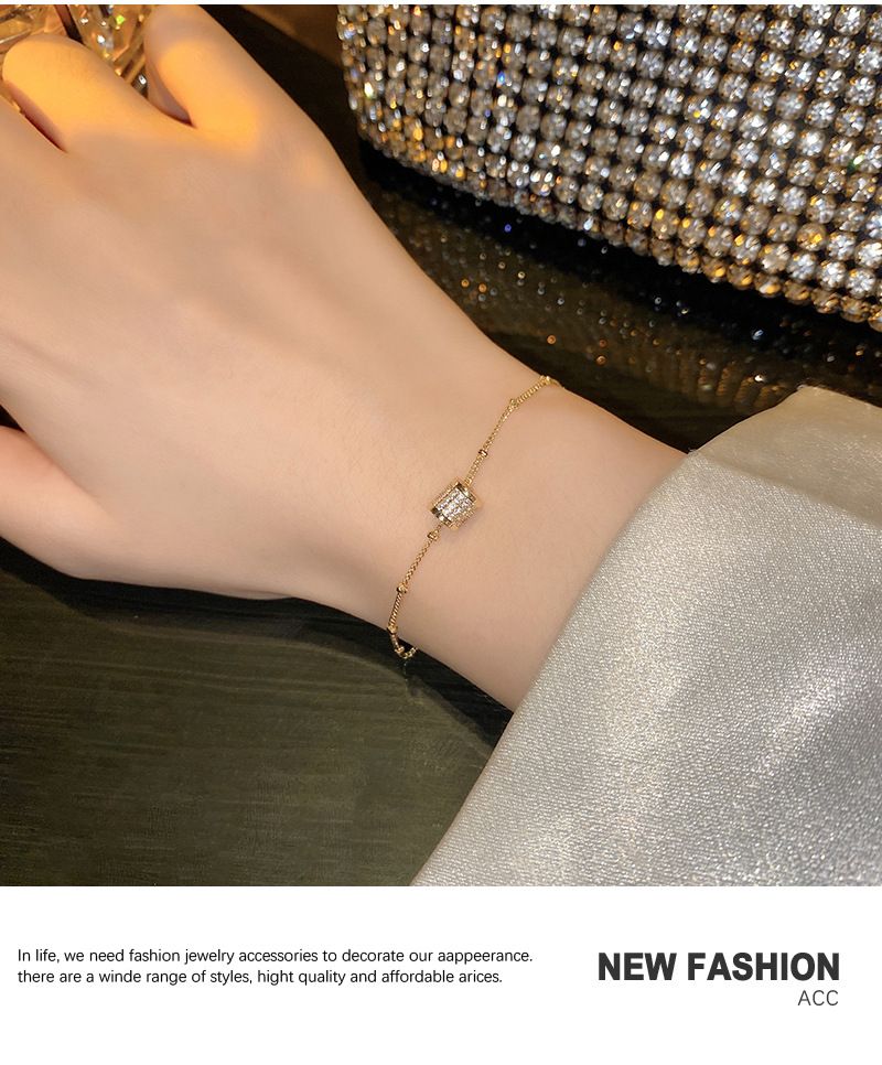 Elegant Simple Classic Style Geometric Titanium Steel Inlay Zircon Bracelets 1 Piece_voghion.com