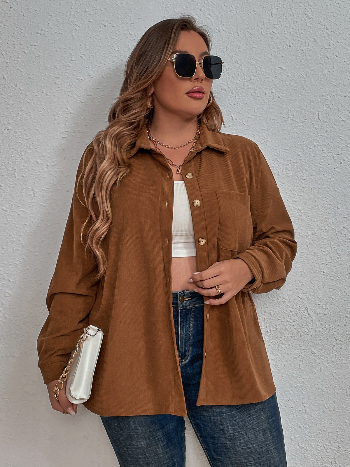 Women's large size women's clothing long-sleeved shirt for women_voghion.com