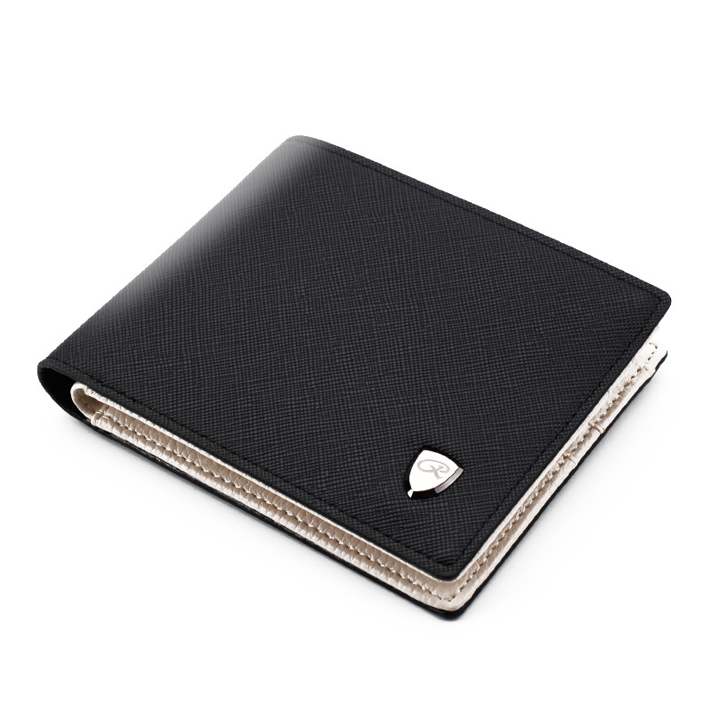 Commerce Men's Short Wallets Cross Pattern Wallet with Multiple Card Slots Internal Zipper Wallet