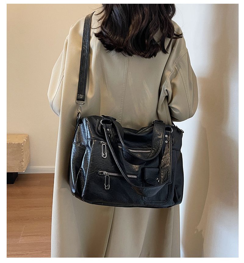 Einzelner Schulter Crossbody Business Gepäcktasche große Kapazität weibliche Tasche lässig Retro Reise Handtasche_voghion.com
