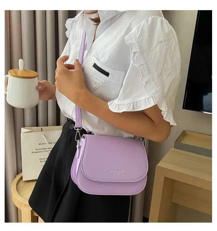 Sac à bandoulière tendance en cuir PU pour femme, sacoche à rabat de couleur unie, simple, à la mode, pochette C241021_voghion.com