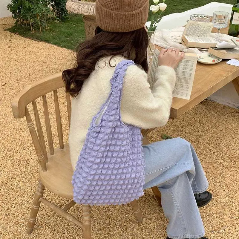 Ydlns Été Plissé Nuage Femelle Bonbon Couleur Grande Capacité Sac À Bandoulière Sacs À Main Shopping Filles Pochette Fourre-Tout_voghion.com