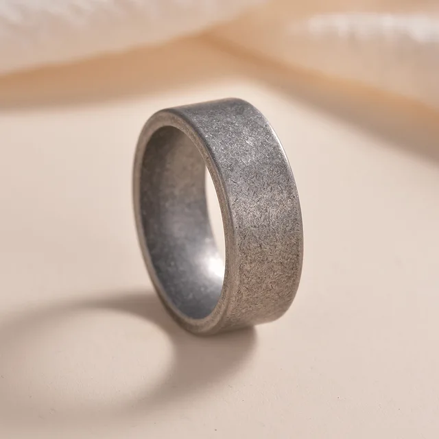 Antique Sier Color Titanium Steel Mens Boyfriend Jewelry Creativity Gift Vintage Punk 8MM Width Charm Rings Size 7-13_voghion.com