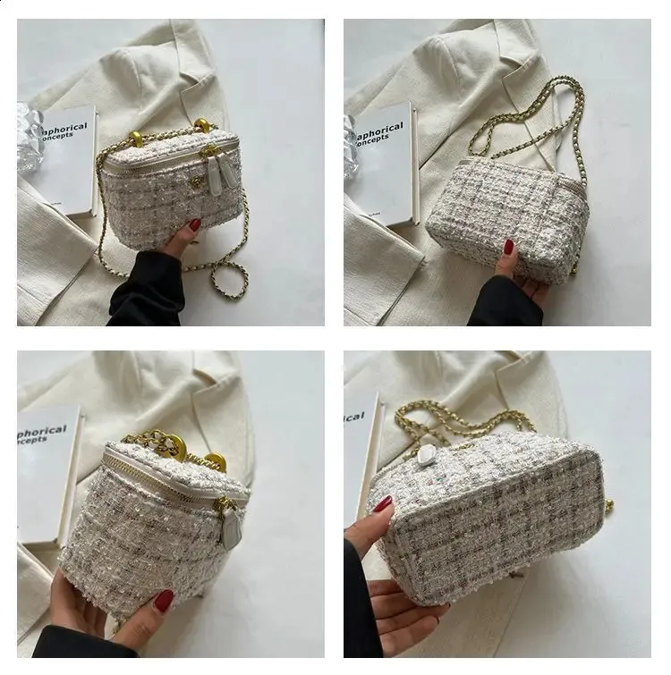 ELLOVADO Mini Dia Pattern Chain Shoulder Square Bag per donna Borse a tracolla alla moda Sac A Main Femme Viola 240725_voghion.com