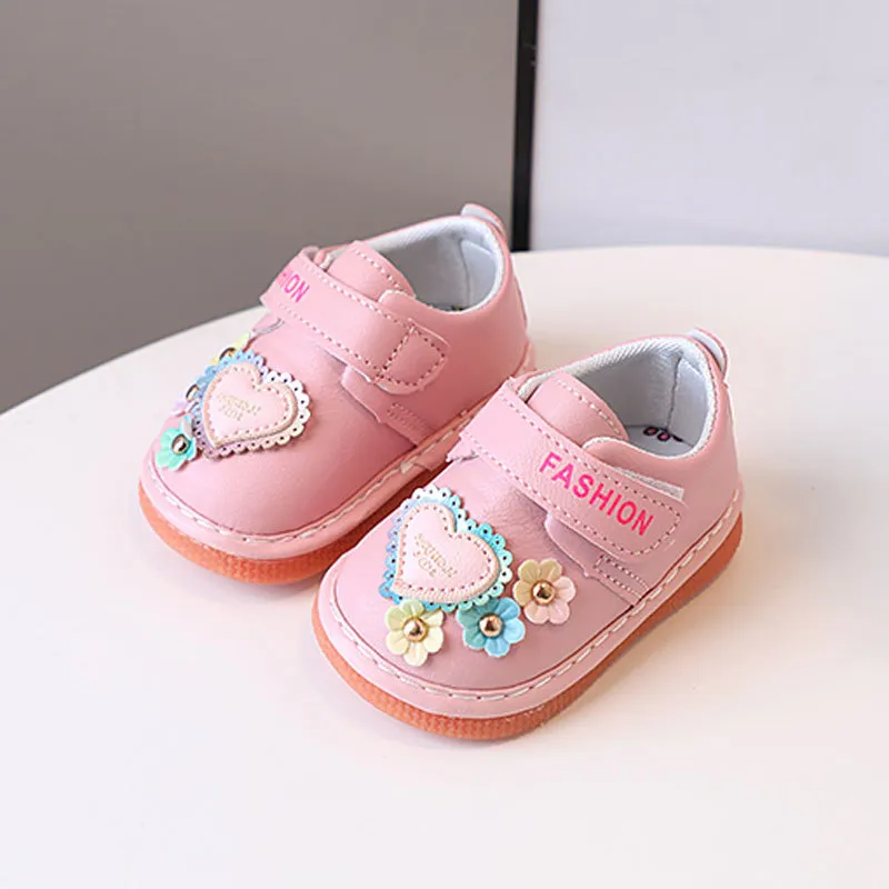 Chaussures de marche pour petites filles qui couinent pour bébé, joli design, pour tout-petits, mignonnes, tailles 15 à 19_voghion.com