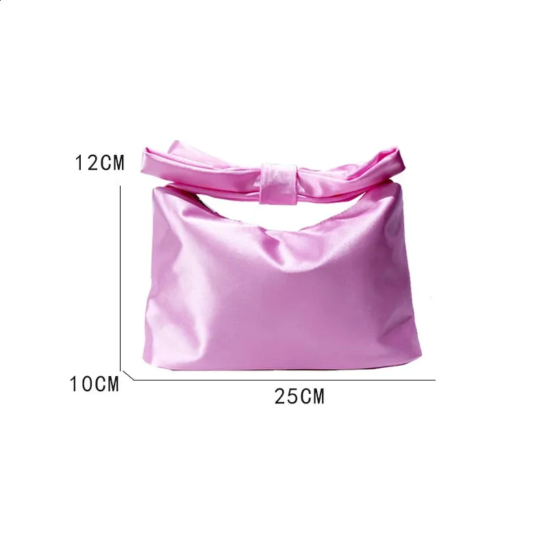 Borsa a mano donna con fiocco borsa a polso quadrata in raso_voghion.com