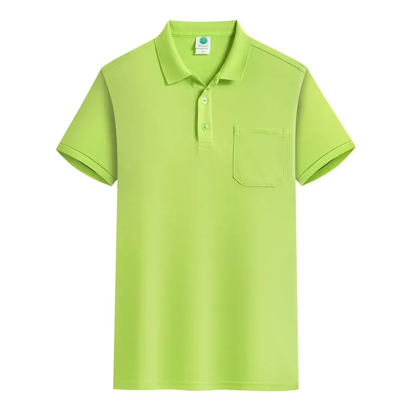 summer Busin Casual Slim Polos With Pocket For Women and Men Solid Breathable Chic Female And Males Short Polo Shirts_voghion.com