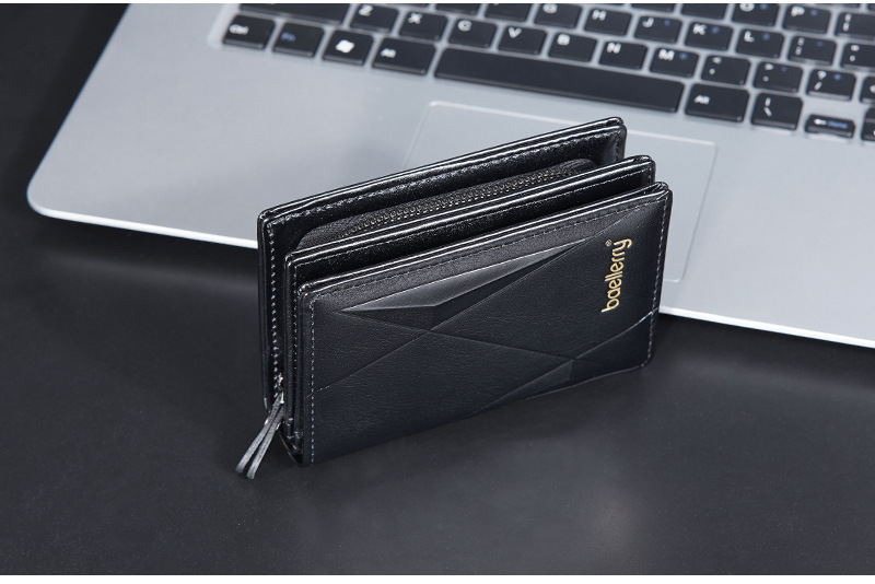 New men's short wallet baellerry multi-card slot zipper wallet retro vertical style wallet men_voghion.com