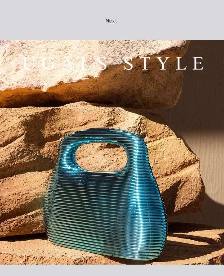 Borsa a tracolla da donna con motivo a onde a righe quadrate, in acrilico, da sera, per feste di nozze_voghion.com
