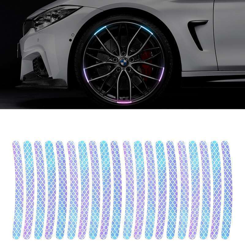 Autocolant anti-coliziune cu butuc roată auto, reflectorizant, cu șapte culori laser, luminos, cu creativitate personalizată, pentru motocicletă_voghion.com