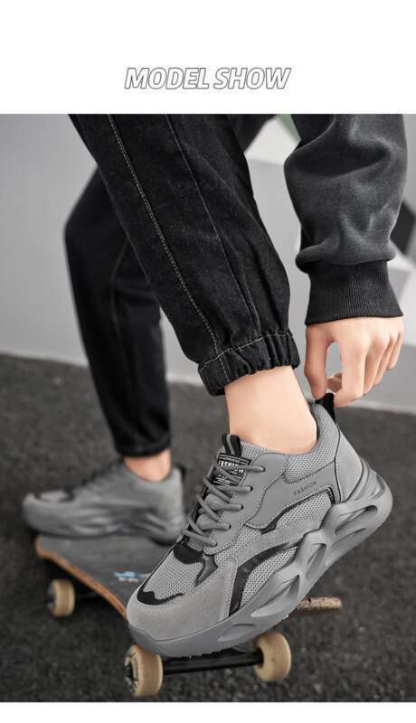 Spring New Breathable Labor Protection Men's Trendy And Versatile Thick Soled Anti Slip Sports Shoes, Casual Dad Shoes_voghion.com