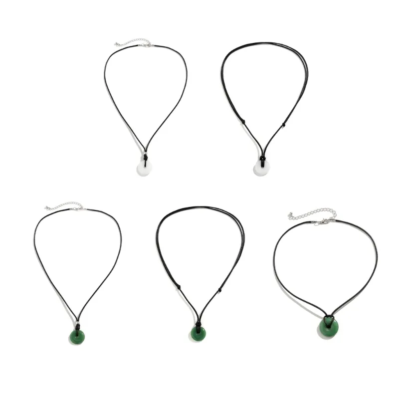 Colliers pendentifs Collier en verre vintage Ligne de cire noire Chaîne ras du cou Bijoux simples Fête Mariage Cadeau d'anniversaire pour_voghion.com
