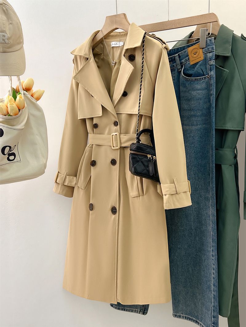 Dámské oblečení, britský styl, středně dlouhý trenčkot pro ženy, nové modely letos, oblíbené, malé, temperamentní, všestranné_voghion.com