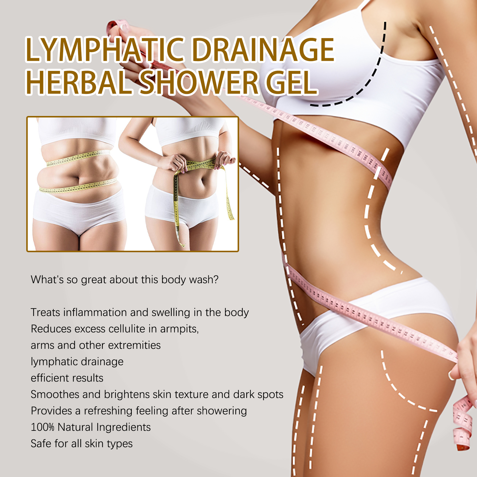 Jaysuing Ginger Body Sculpting Shower Gel, Dredging Slimming Body, Firming Waist Lymph Lazy People Clean And Moist Skin_voghion.com