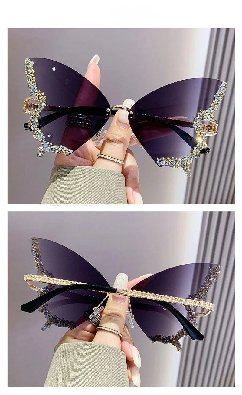 2024 Internet celebrity frame with diamond inlaid butterfly glasses for women's high-end sunglasses, UV resistant_voghion.com