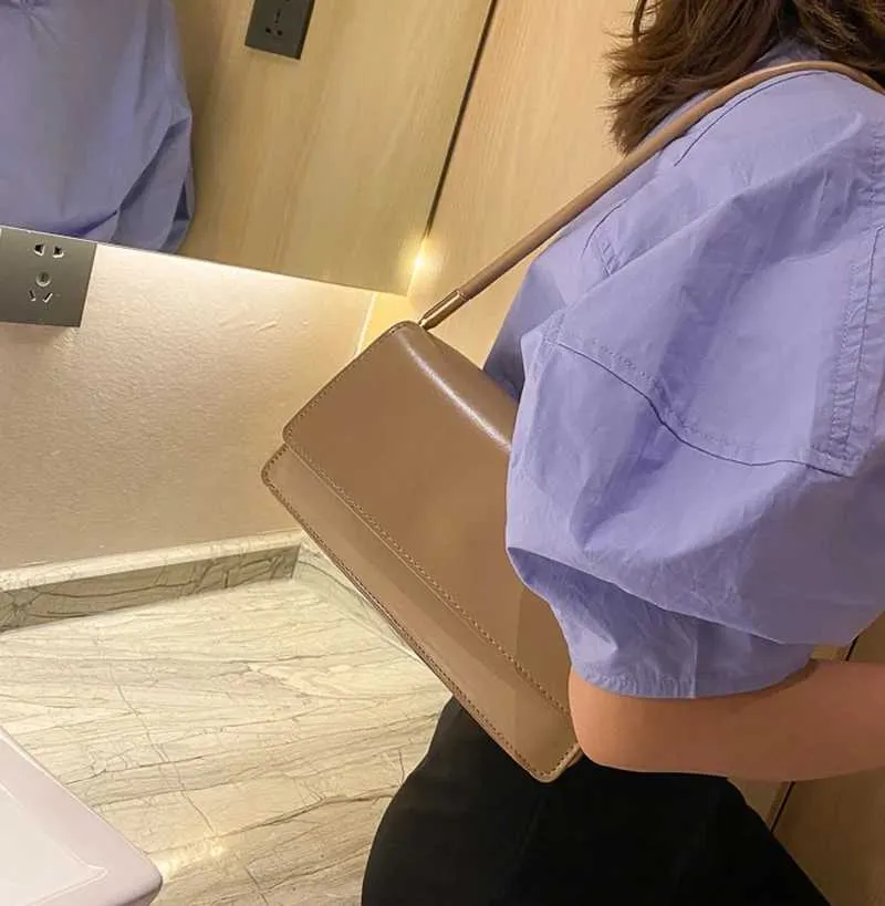 Yeni Moda Kadın Omuz Çantaları Basit Düz Renk Koltuk Altı El Çantası El Çantası El Çantası ClutchC241104_voghion.com