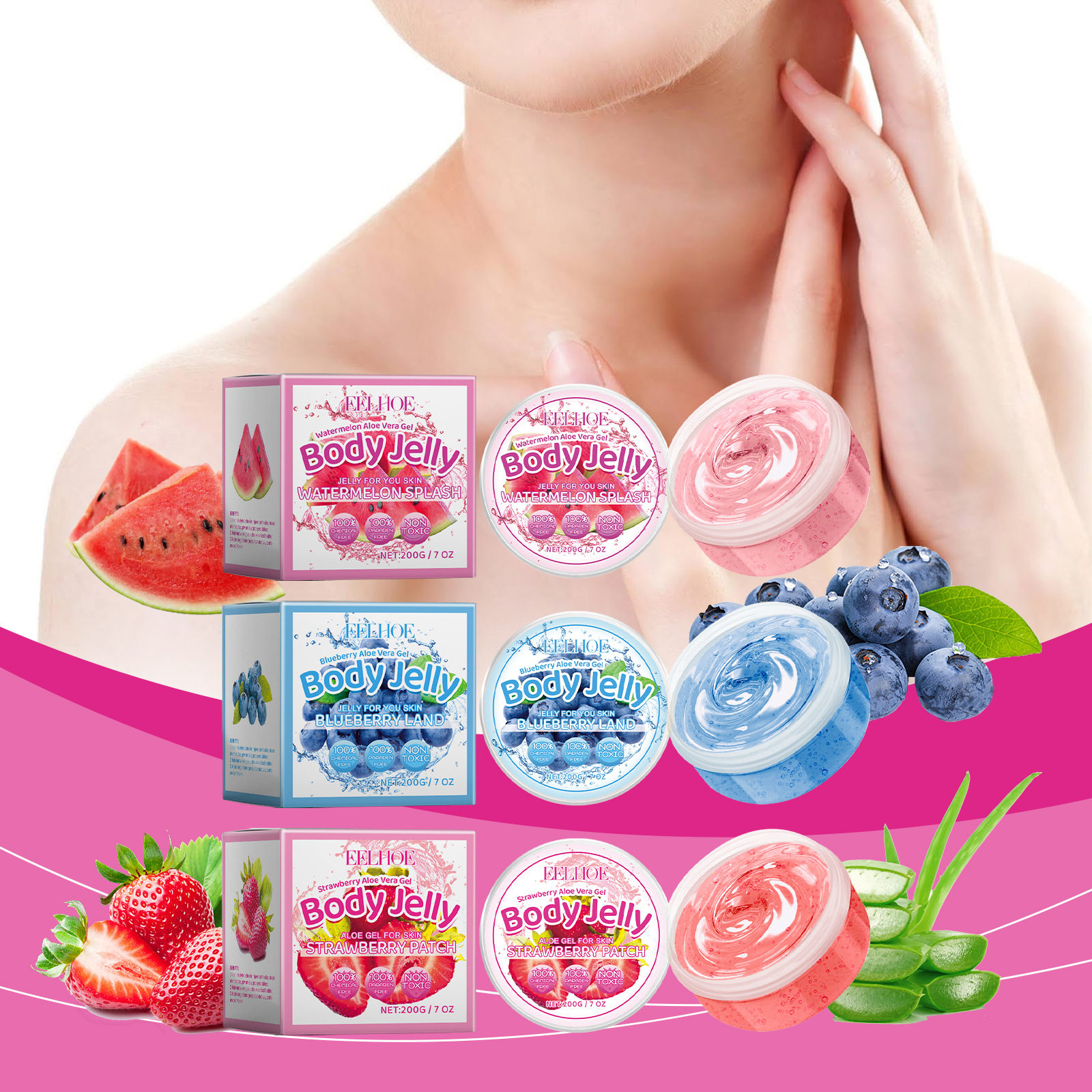 Eelhoe Body Gel Series, Moisturizing Body Care Moisturizing Oil Control Refreshing Skin Aloe Vera Gel_voghion.com
