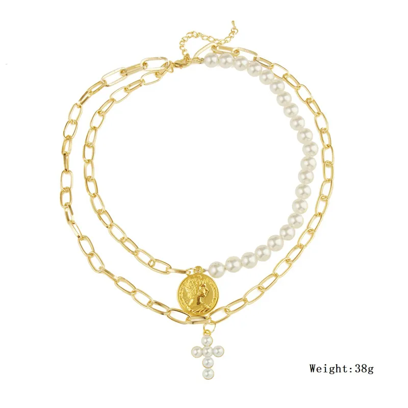 Collane con ciondolo Collana con catena di perle Doppia nera Amore Ritratto Farfalla Conchiglia Strass Rotondo Per donne Ragazza Regalo_voghion.com