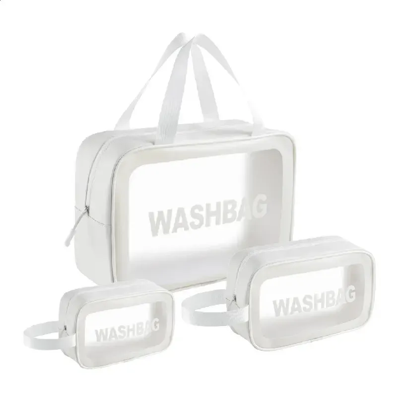 1pcs PU Waterproof Makeup Portable Bath Storage Large Capacity Transparent Cosmetics Toiletry Bag 240730_voghion.com