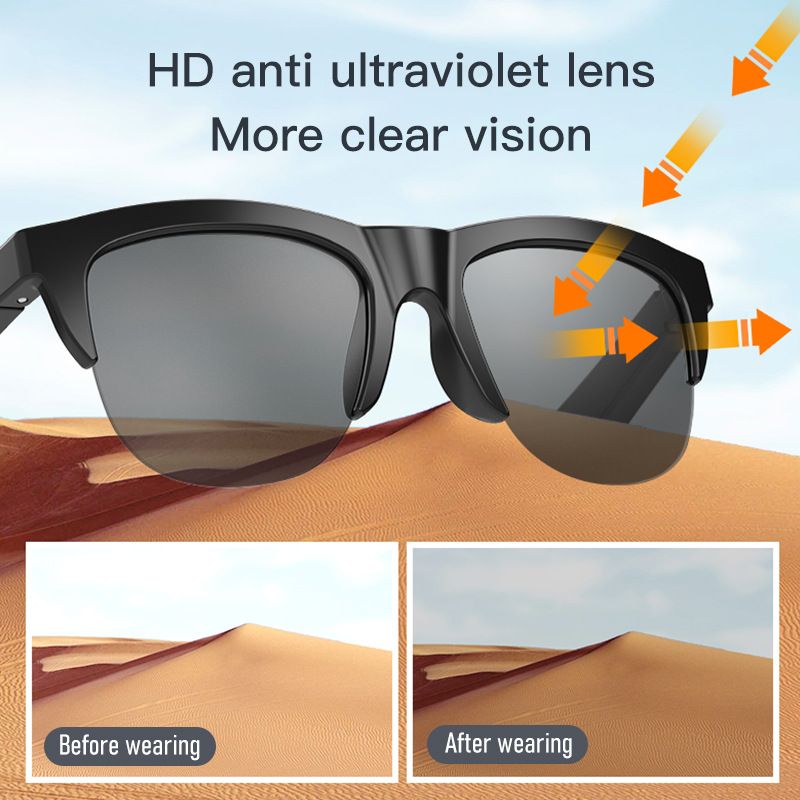 New smart wireless Bluetooth sunscreen eye protection audio sunglasses TWS headphones_voghion.com