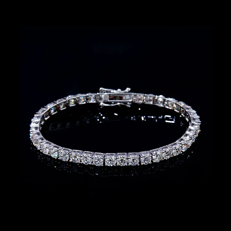 Sterg Sier Moissanit Kette Bracelet Fein Bijouen GRA Zertifikat VVS VS Dia Halskette Hip Hop Stil Tenniskette_voghion.com
