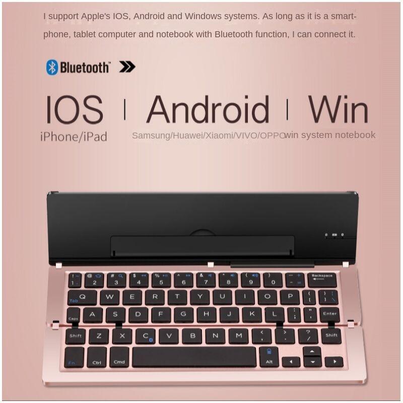Mobile Phone, Tablet Computer, Three Systems, Universal Wireless Bluetooth Keyboard, Multimedia Folding Wireless Keyboard, Gifts_voghion.com
