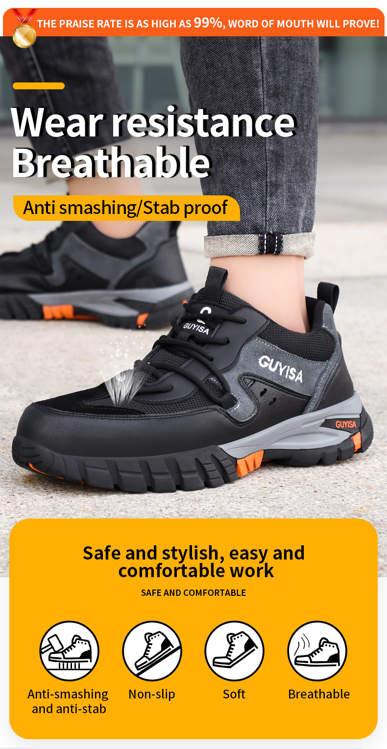 GUYISA Kasut Lelaki - Botas de seguridad para hombre, antiaplastamiento, antipuñaladas, con puntera de acero y aislamiento eléctrico, 1109_voghion.com