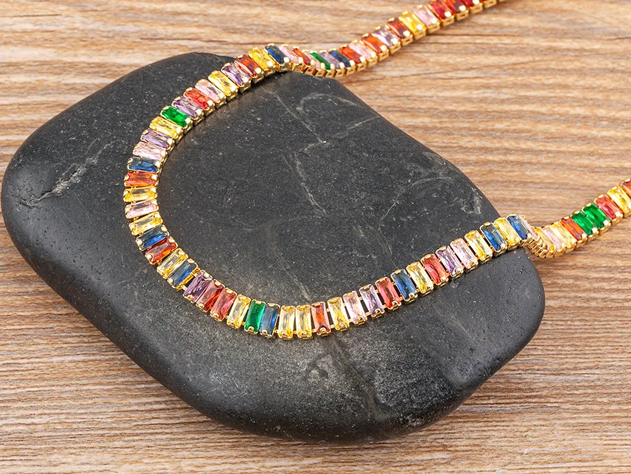 Cubic Zirconia Collar Necklace Bohemian Style Adjustable Chain_voghion.com