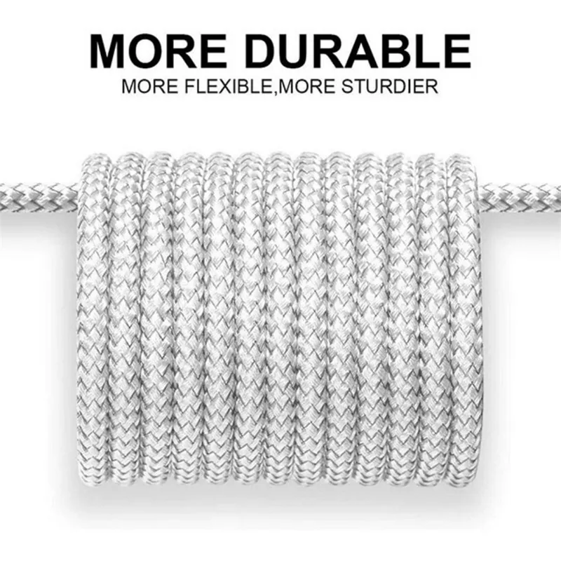 1 Meters 2m 3-in-1 Data Copper Core Nylon Braided Anti-stretch Multi-port Android V8 Type C 2a Fast Charge Mobile Phone_voghion.com