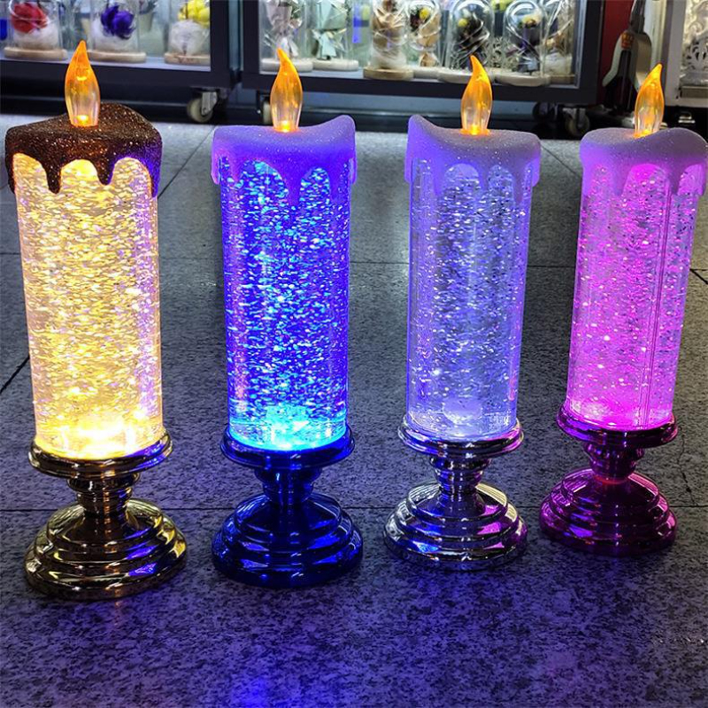 Fantasy LED Candle Lights 7-färgs Gradient Crystal Electronic Candle Party Atmosphere Dekorationer för julbröllopsfödelsedag_voghion.com