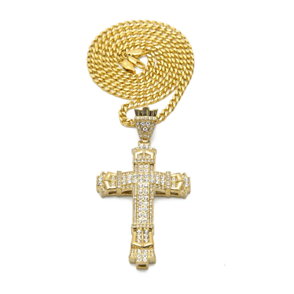 Diamant-Legierung Kreuz Anhänger Mode Herren Hip Hop Halskette Schmuck_voghion.com