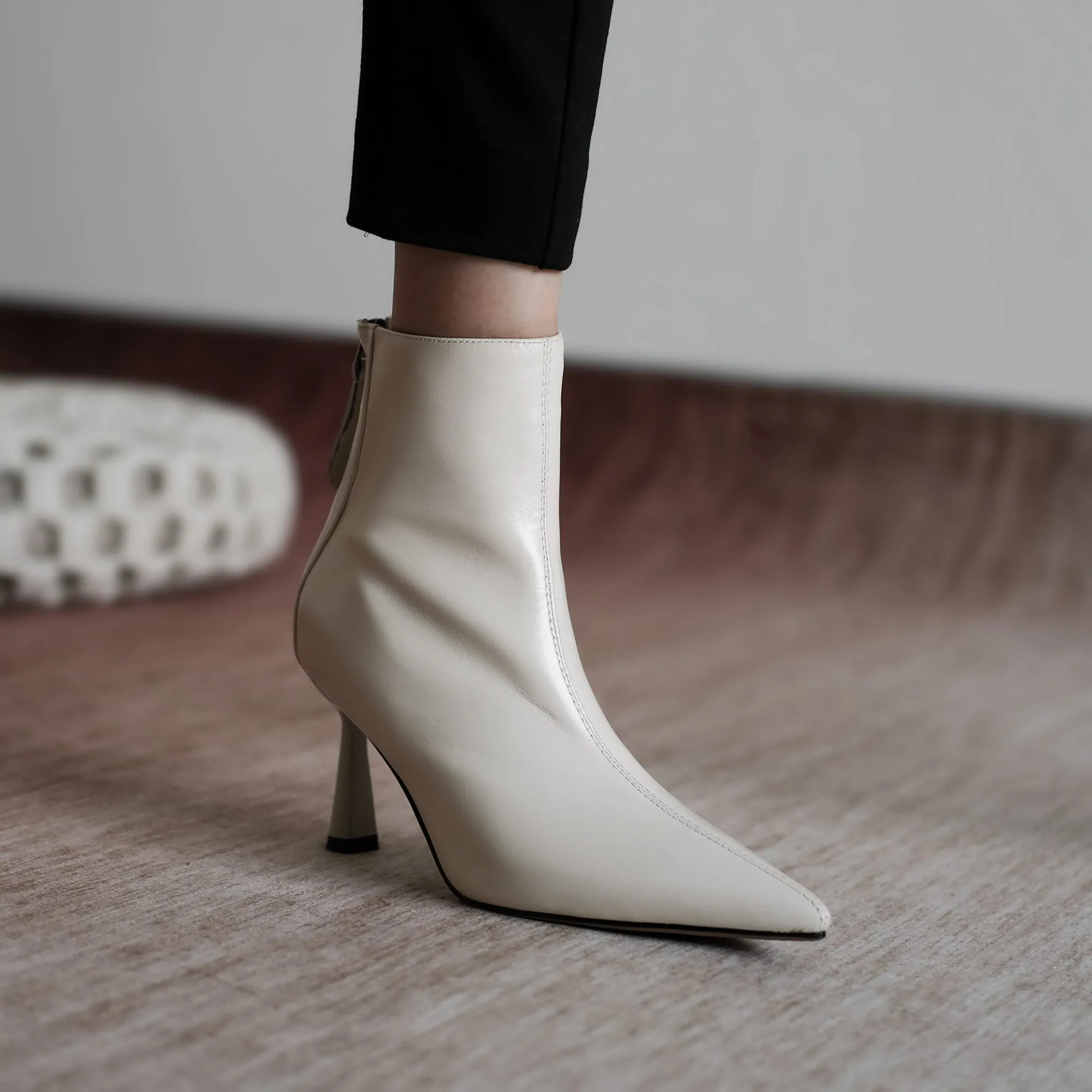 Krazing Pot Big Size 42 Cow Leather Pointed Toe High Heels Chic Design Concise Winter Spring Shoe Dress Warm Wedding_voghion.com